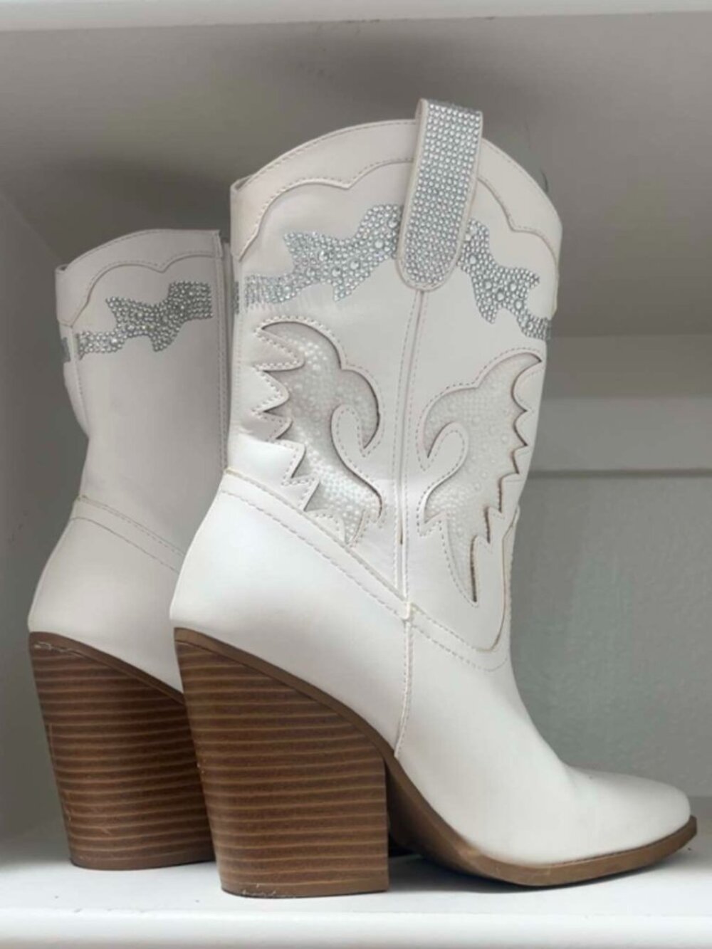Women's White and Silver Boots